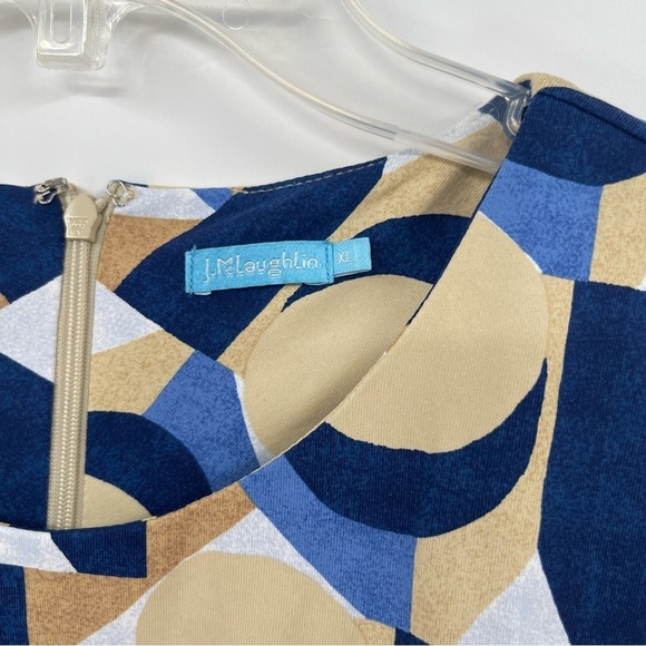 J McLaughlin Dress Women Size XL Catalina Cloth Geometric Print tan Blue - Picture 5 of 10